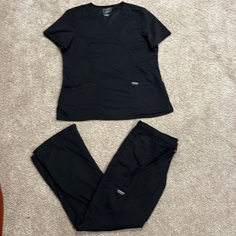 Black Scrub Bottoms and Top Cherokee Authentic Workwear
